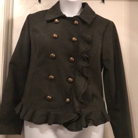 CoffeeShop Dark Green Coat, size Large - Picture 5 of 5